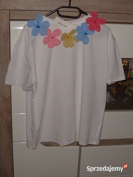 kolorowe kwiatki 3D KRYSZTAŁKI r LXL tshirt Rawicz sprzedam