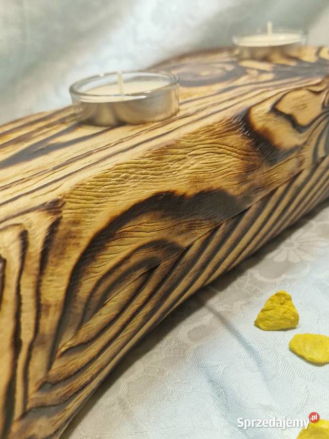 Świecznik Shou Sugi Ban drewno świerkowe Sępopol sprzedam