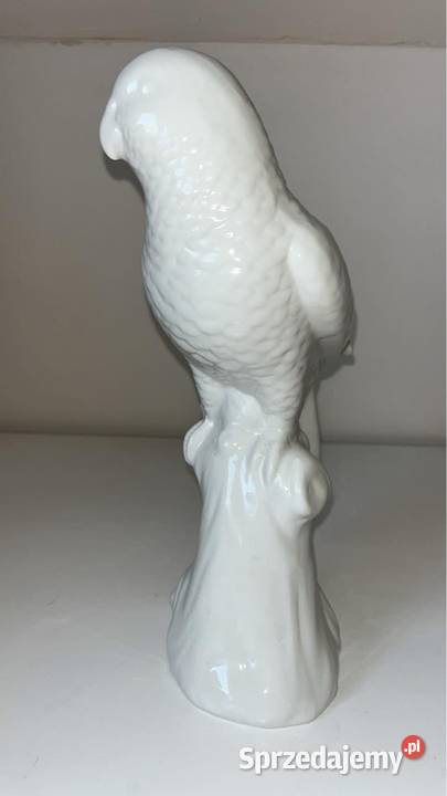 Figurka Papuga Na konarze Biała porcelana Bez Gdańsk