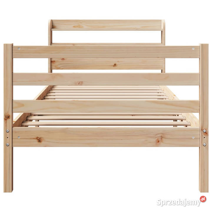 Rama łóżka z wezgłowiem biała lite drewno 82cm