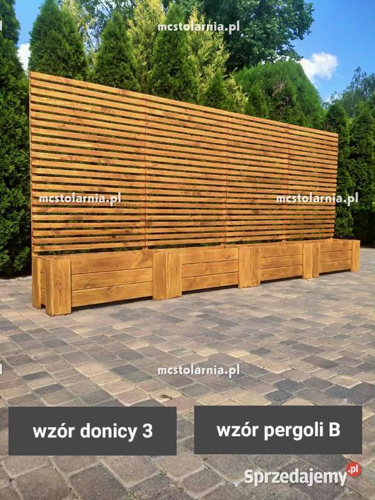 Donica z pergolą płot lamelowy ogrodzenie z