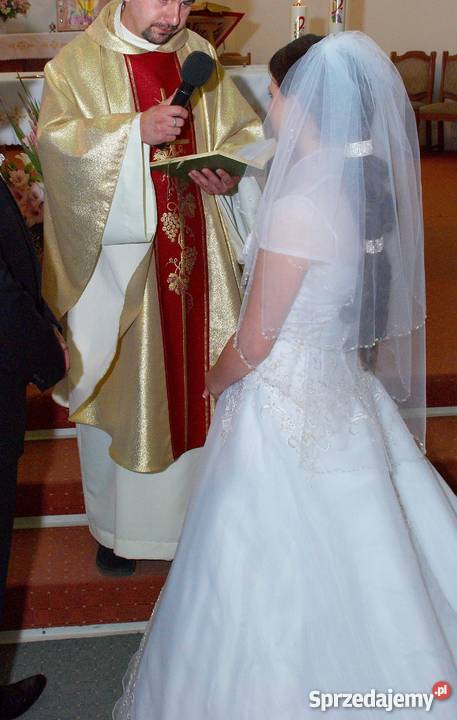 welon zdobiony kryształkami Swarovskiego biały Odzież ślubna Pruszków