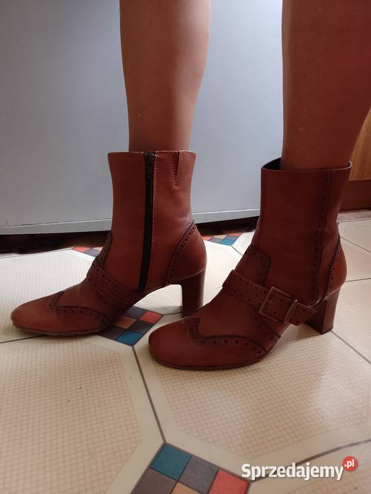 38 Real Leather Skórzane Botki biznesowe z małopolskie Kraków