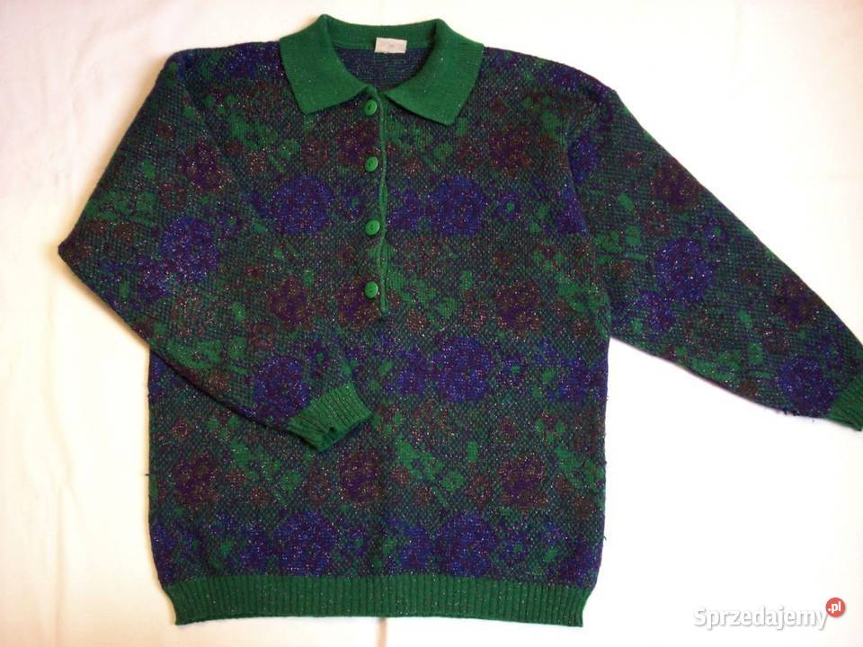Ciepły Sweter Wzorzysty kwiaty 36 38 vintage Nowy Sącz