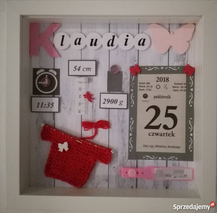 Metryczka Prezent na urodziny narodziny chrzest