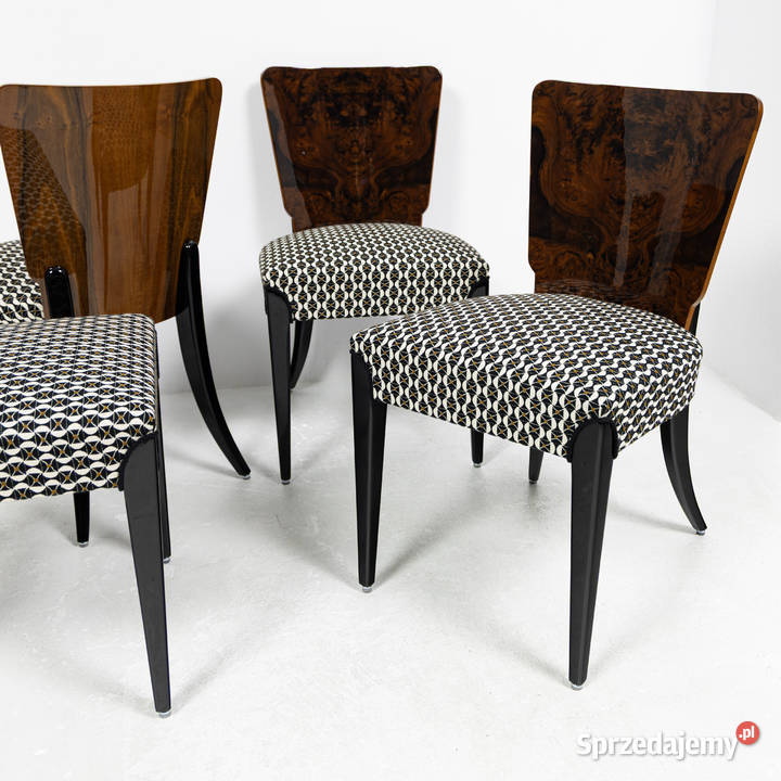 Komplet 4 krzeseł H214 Halabala Krzesła Art Deco Łowęcin