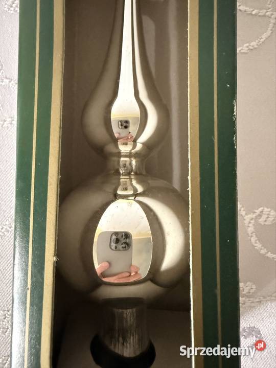 Szpic Czubek Choinkowy Srebrny Szkło Dmuchane Czerwionka-Leszczyny