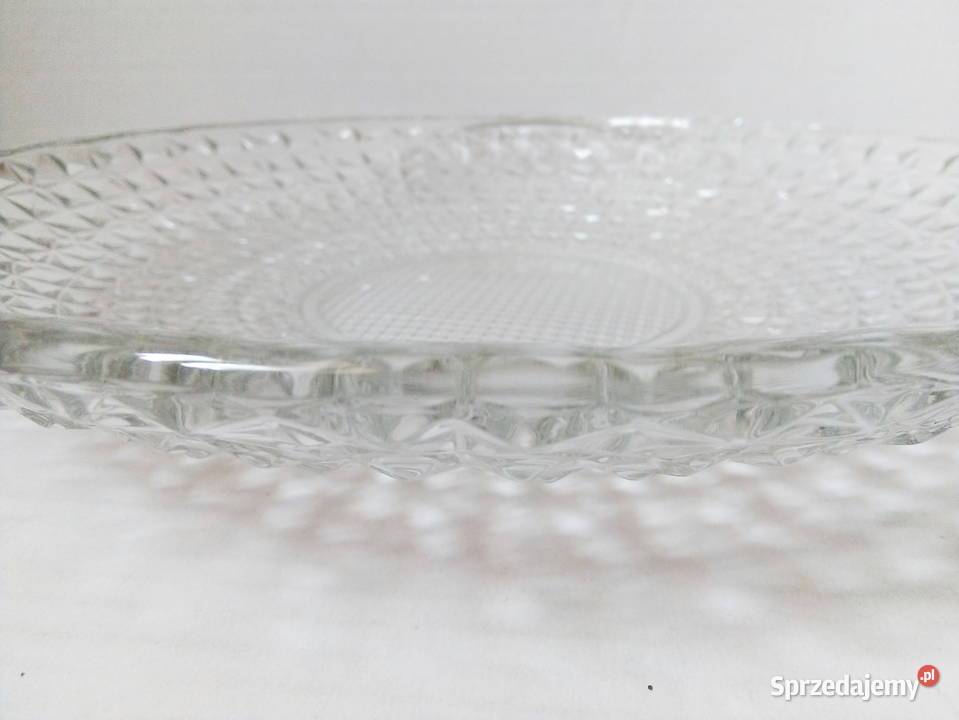 duży szklany talerz patera Ząbkowice vintage PRL Częstochowa