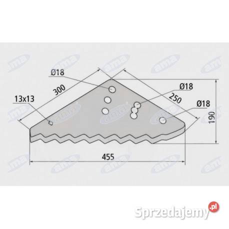 Nóż do paszowozu Storti 455x190x6 mm
