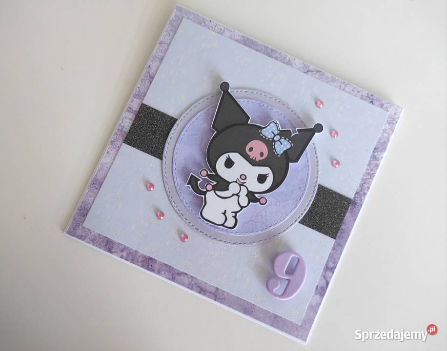 Kartka ręcznie robiona na urodziny Kuromi