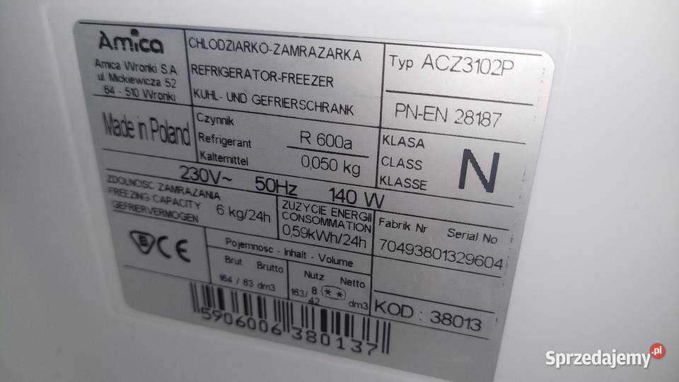Lodówka Amica 147 wielkopolskie Poznań sprzedam