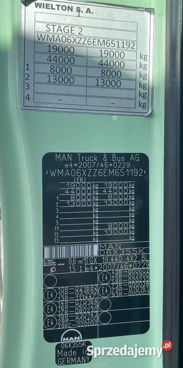 MAN TGX 18440 DMC 18t Opcjonalnie Przyczepa hak