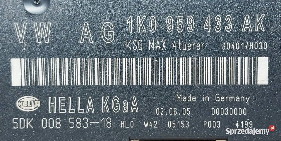 MODUŁ KOMFORTU VW SEAT SKODA 1K0959433AK Mielęcin sprzedam