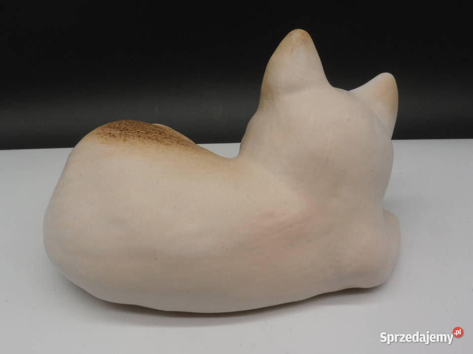 Ceramiczna Figurka Kota Uroczy Śpiący Kotek Styl sprzedam