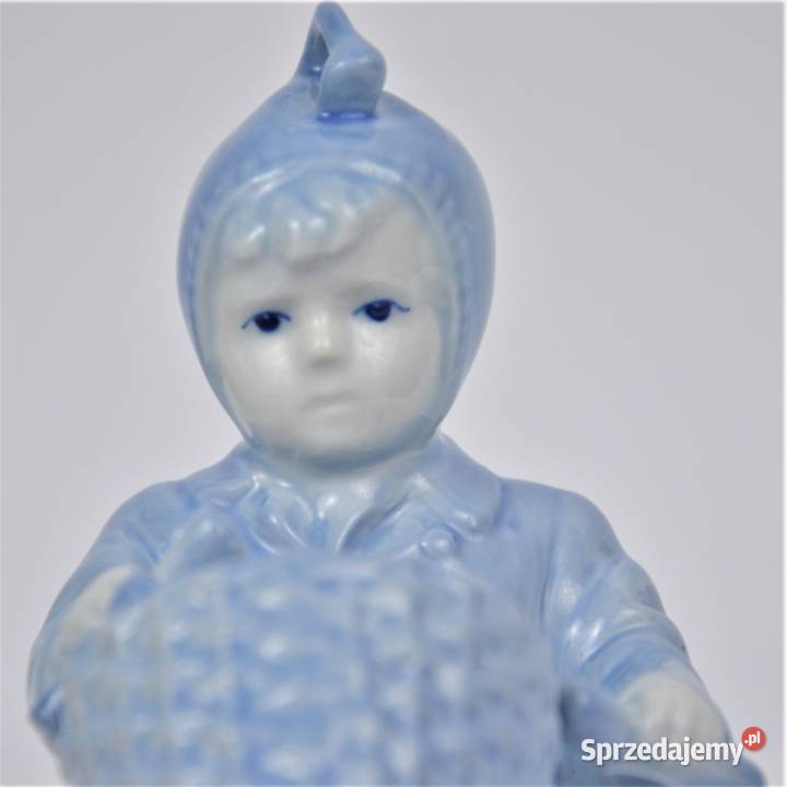 Dziecko z koszem art deco A Sinkó Zsolnay błękit