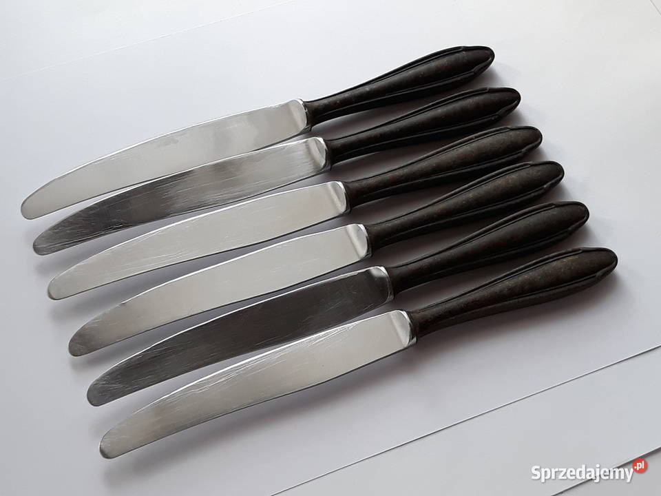 Noże obiadowe 2 BAKELIT Gerlach sztućce PRL śląskie Dąbrowa Górnicza sprzedam