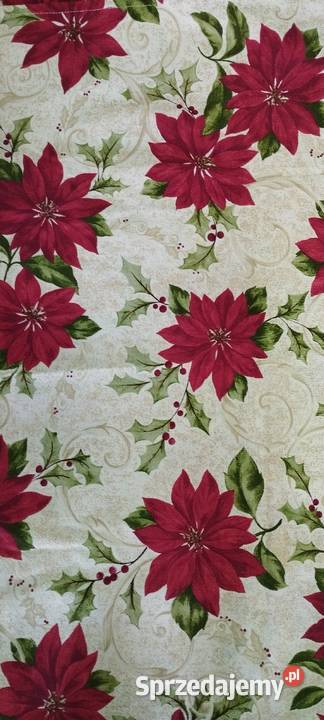 Obrus w gwiazdy betlejemskie z USA na ławę Wrocław