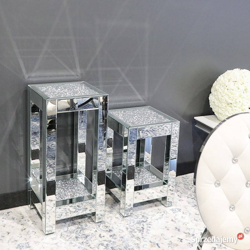 Stolik Sorrento szklany glamour kryształowy lustro