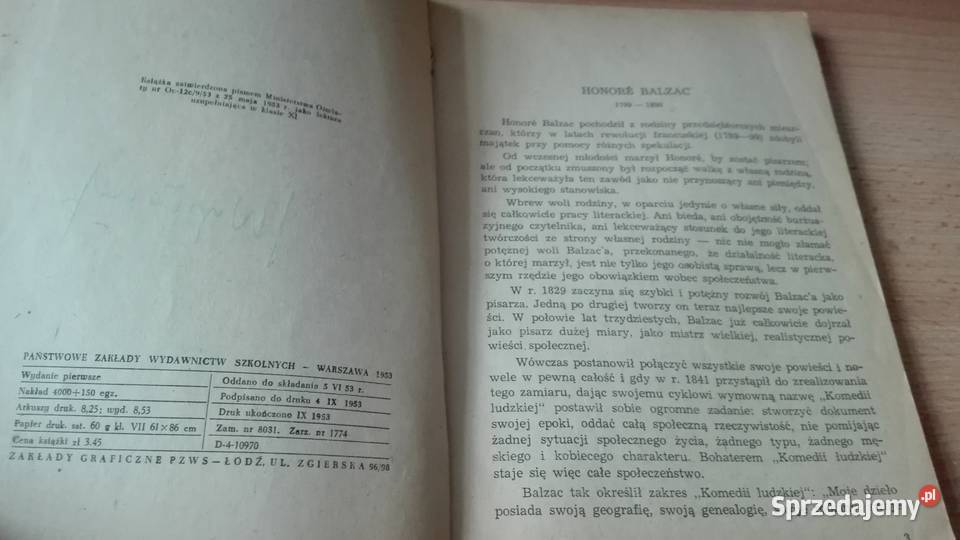 Eugnie Grandet Honor de Balzac Lektura Rok wydania 1953 Gdańsk