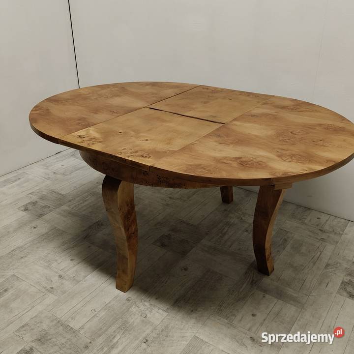 art deco stół drewniany fornir topola okrągły łódzkie Radomsko sprzedam