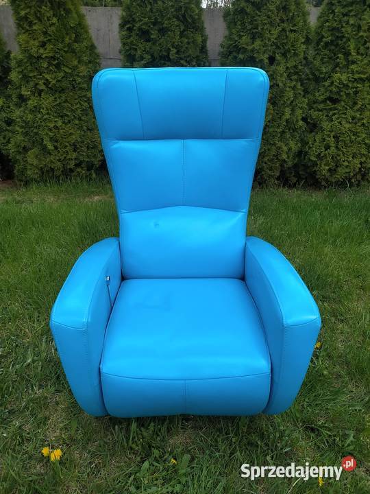 Fotel skóra naturalna obrotowy rozkładany relax Warszawa