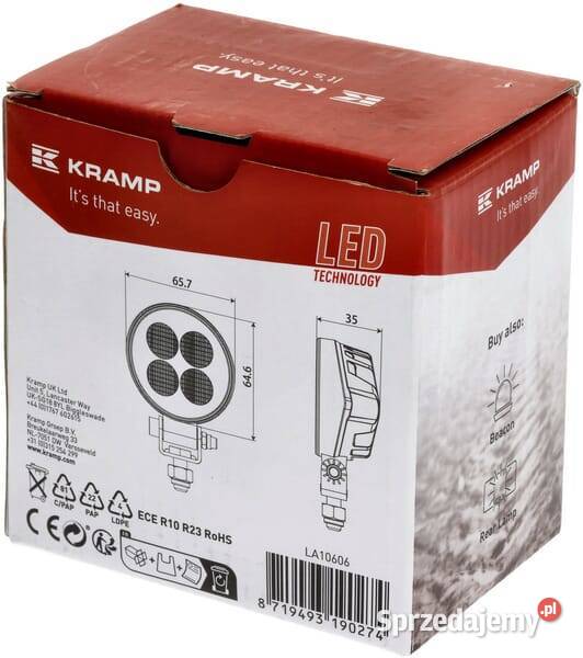 Lampa robocza LED okrągła 12W 1200lm 1224V biała sprzedam