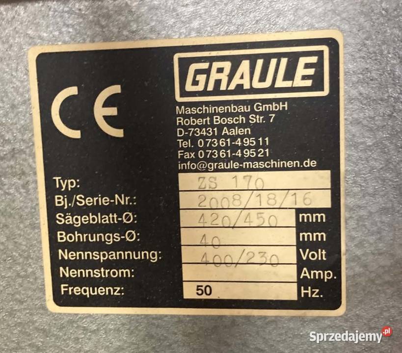 Piła GRAULE ZS170 ze stołem domiarowym Grodzisk Mazowiecki