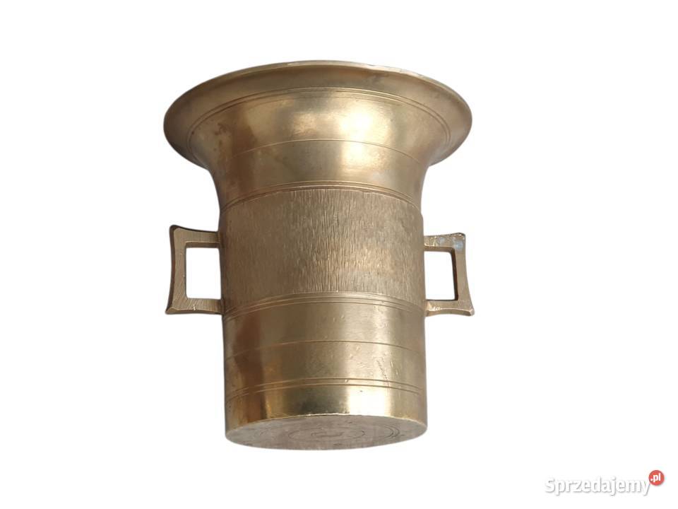 Stary mosiężny moździerz kuchenny sygnowany lata