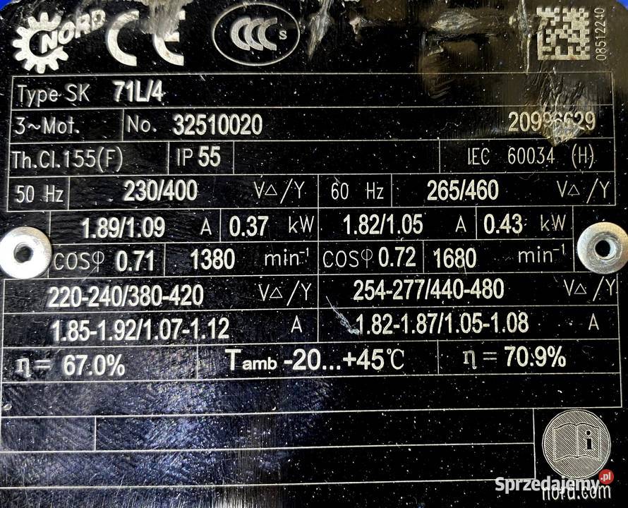 motoreduktor przekładnia 037kW 110obr 3fazowy Pozostałe Pigża sprzedam