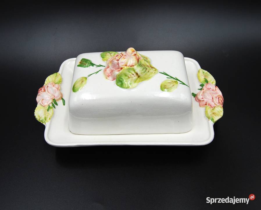 Piękny ceramiczny zestaw taca maselnica
