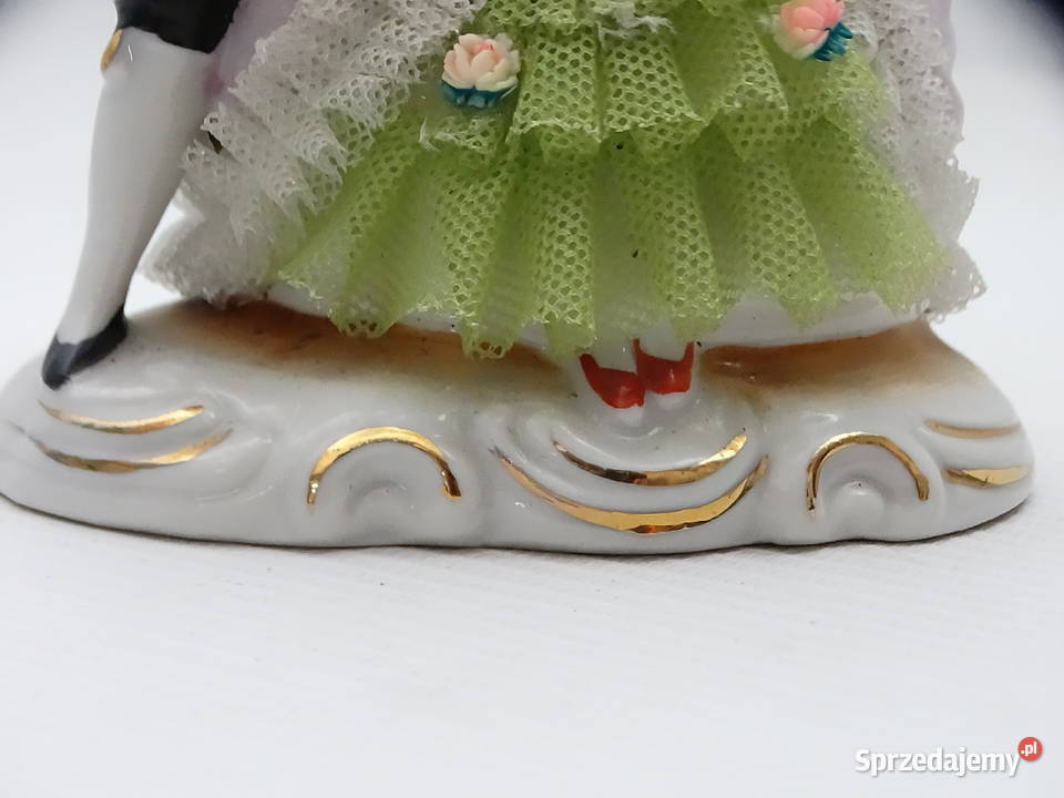 Figurka Porcelanowa Drezno Para Dworska Koronka Biłgoraj