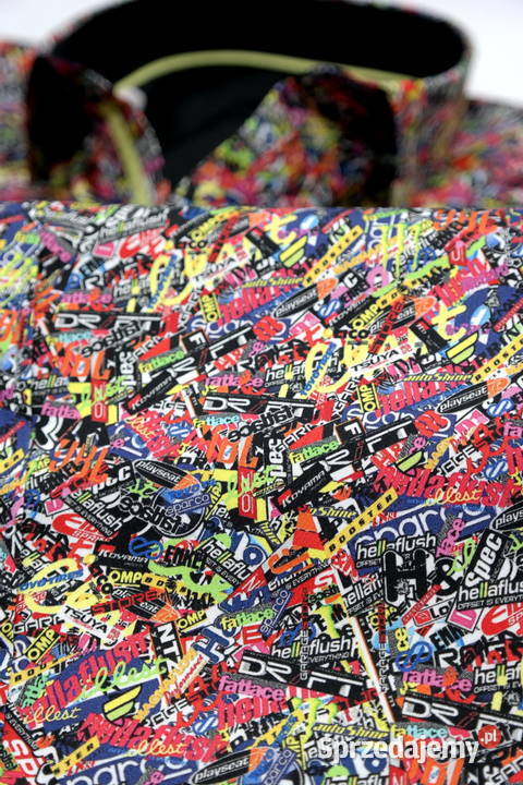 DANIEL BESSI Koszula Męska Fb064 Kolorowa Napisy sprzedam