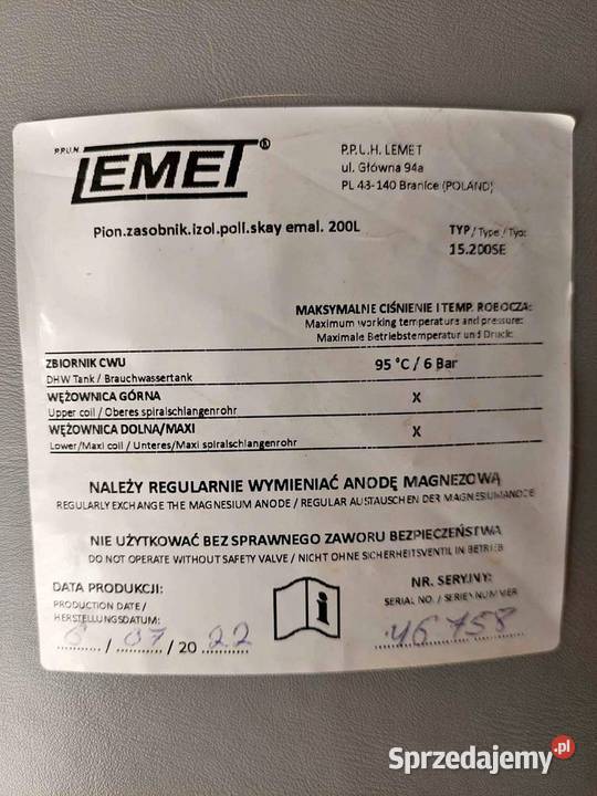 zasobnik na wodę 200 litrów Wieprz sprzedam
