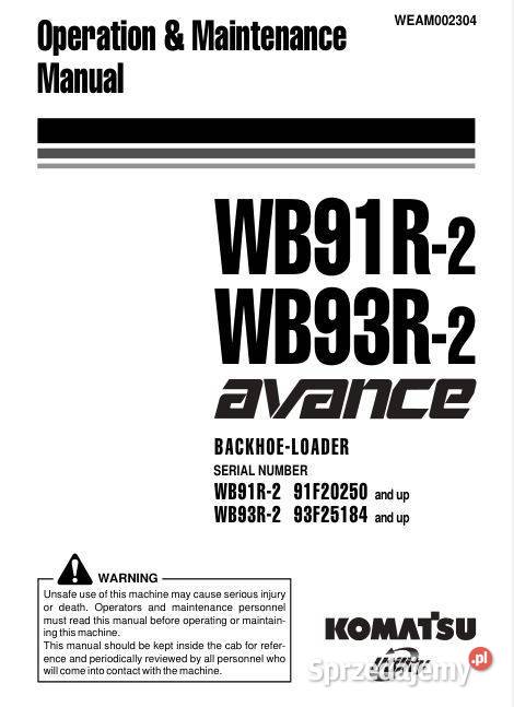 Komatsu WB91R2 WB93R2 instrukcja obsługi DTR świętokrzyskie Kielce