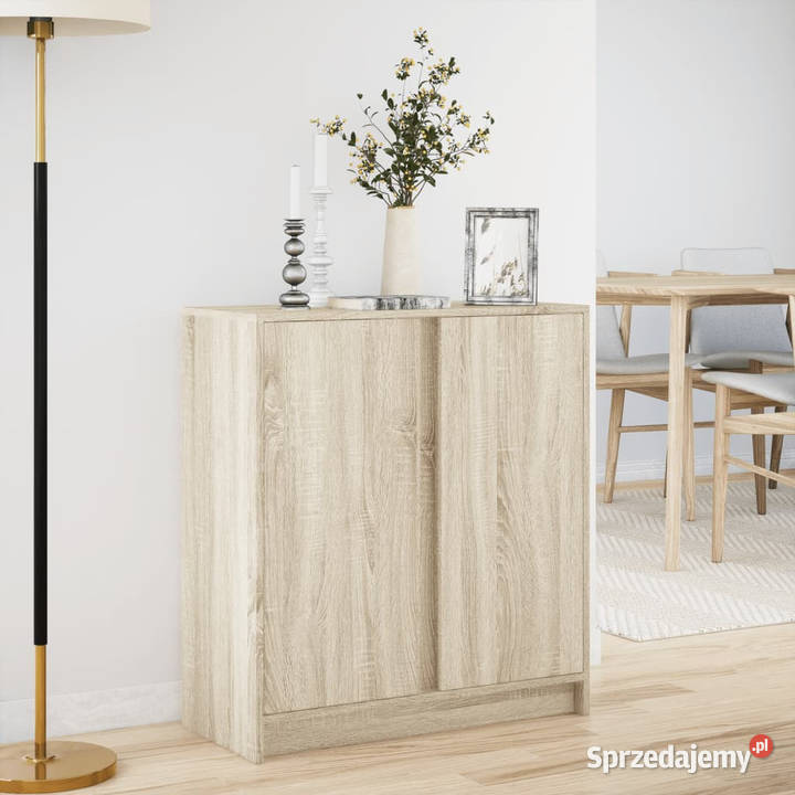 Szafka z LED dąb sonoma 77x34x85 materiał