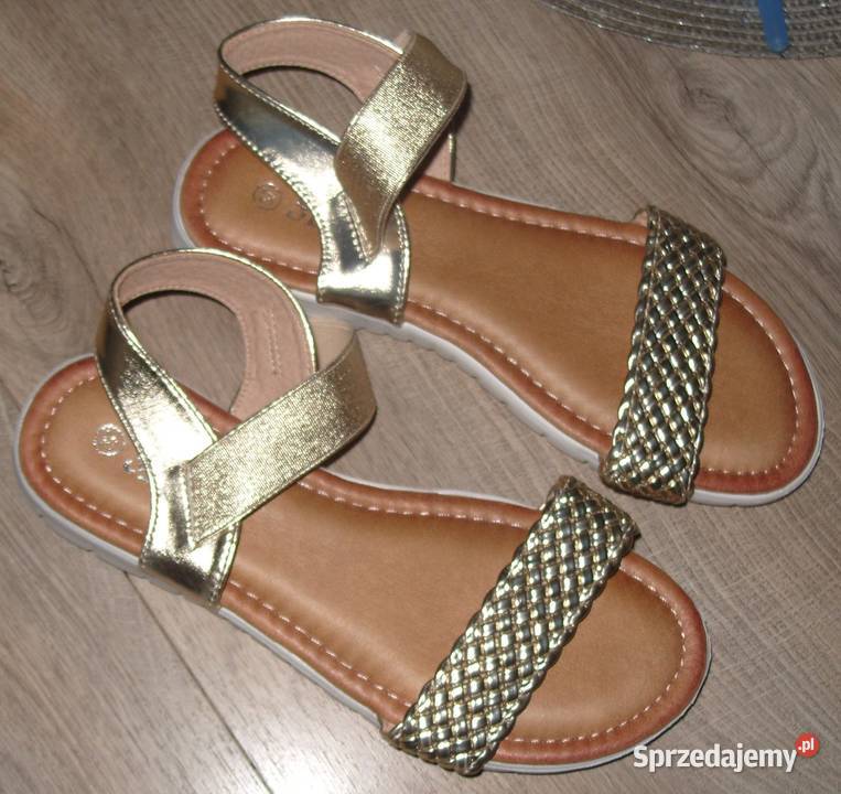 SDS NOWE sandałki złoty pleciony pasek r 3723 Rawicz