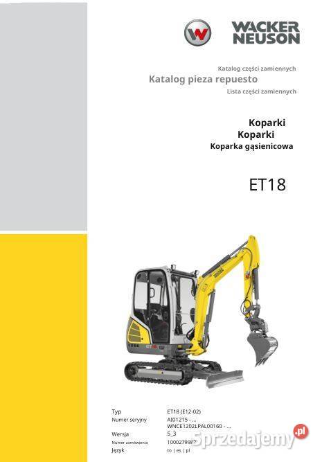 Wacker Neuson ET18 ET20 ET24 instrukcja naprawy motoryzacja, transport Kielce
