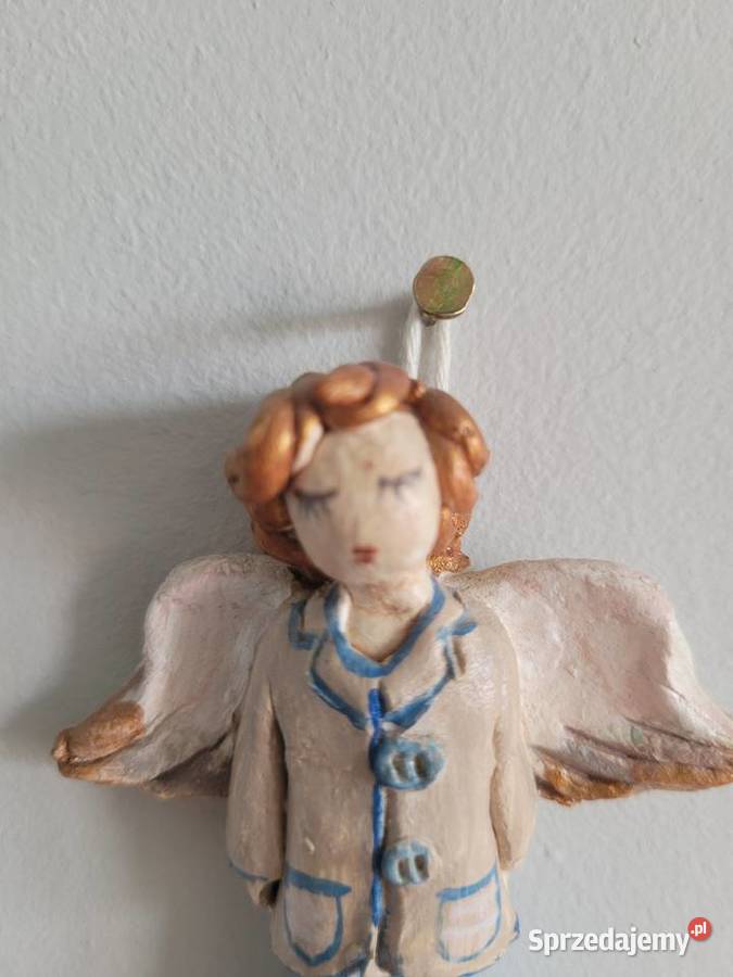 3 Aniołki piękne małe figurki w błękitach