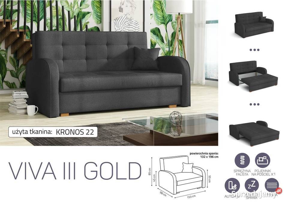 SofaKanapa Viva III Gold Darmowa dostawa 100cm Wieruszów