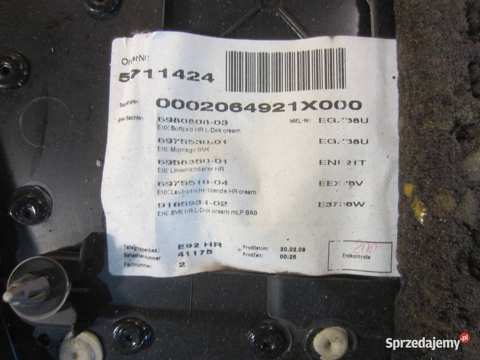 boczek tył prawy tapicerka podajnik bmw e92 e93 Szczecin