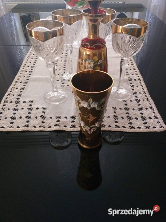 kryształ kryształowe kieliszki pozłacane karafka Warszawa