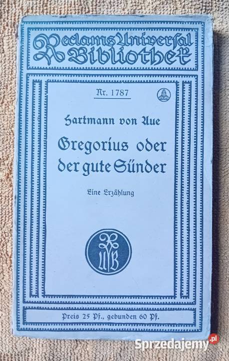 Hartmann von Aue Gregorius Oder der gute Suender Antykwariat wielkopolskie Koźminek sprzedam