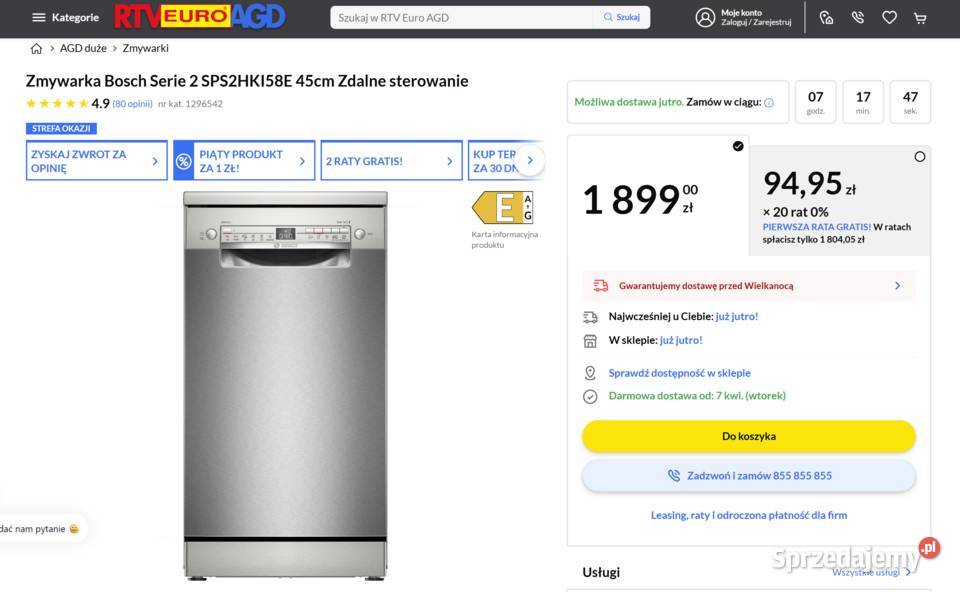 NOWA Sprzedam zmywarkę Nieużywana zakupiona 2 45cm Kraków