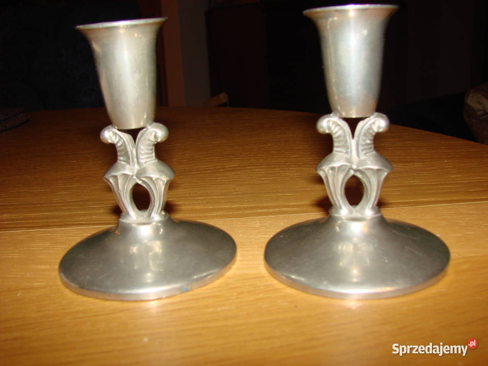 Svensk Tenn małe cynowe świeczniki Pruszcz Gdański