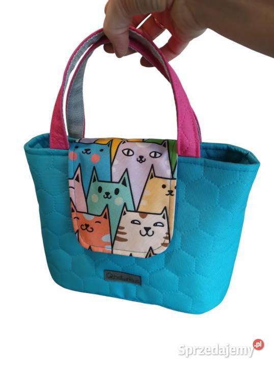 Niebieska Torebka Koszyk w KOTKI handmade małopolskie
