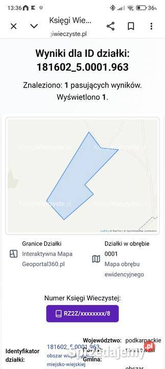 Sprzedam dużą działke rekreacyjną podkarpackie Białka