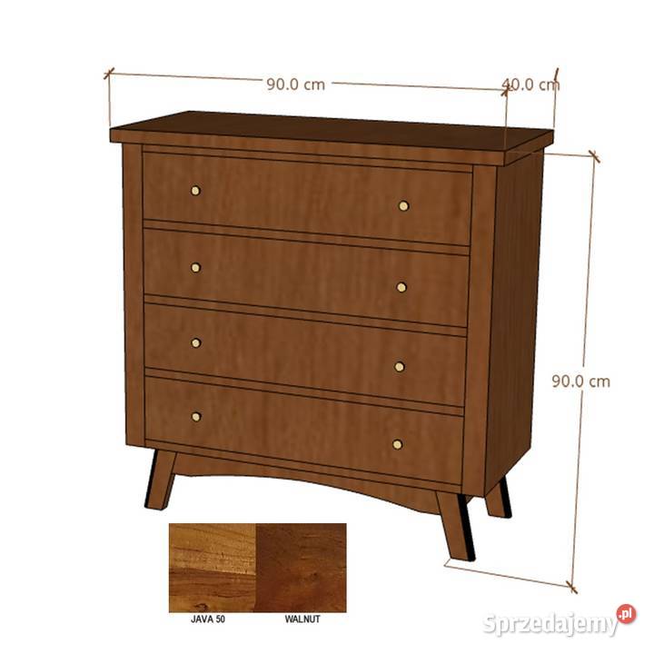 Komoda drewniana BONN 90 z szufladami z akacji