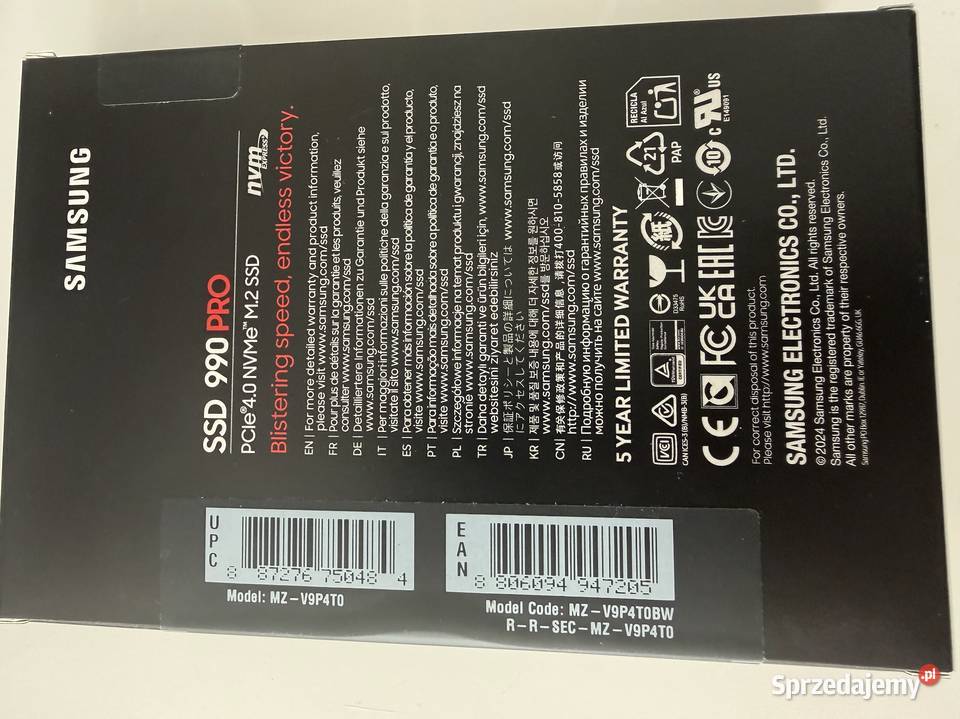 Nowy Dysk Samsung 990 Pro 4TB Rumia