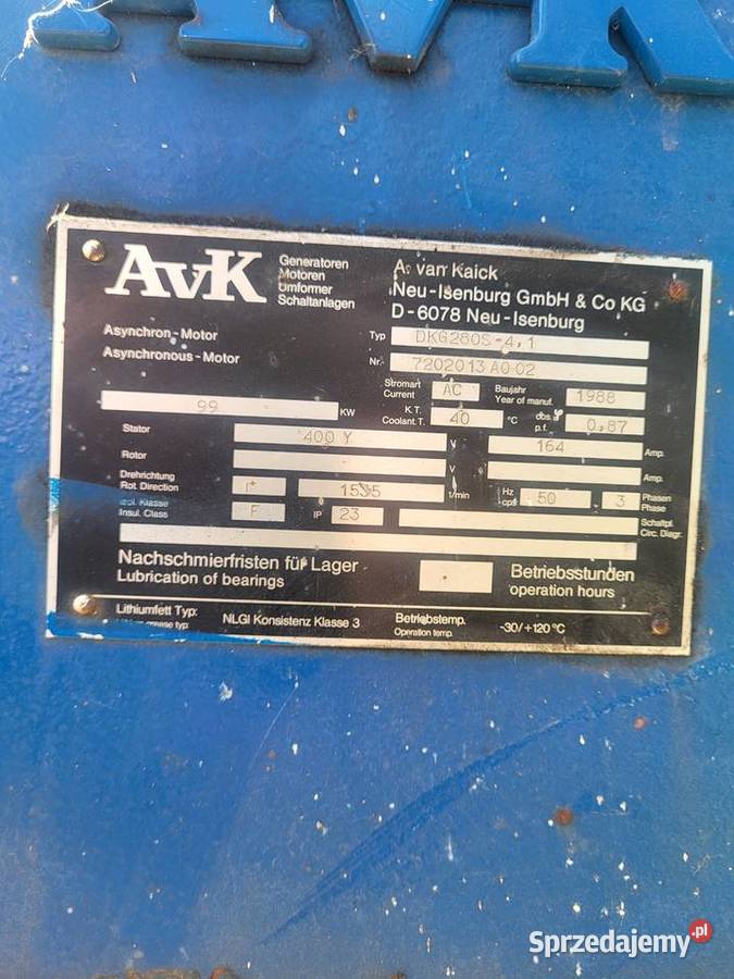 Prądnica AvK 99 kW Radzymin