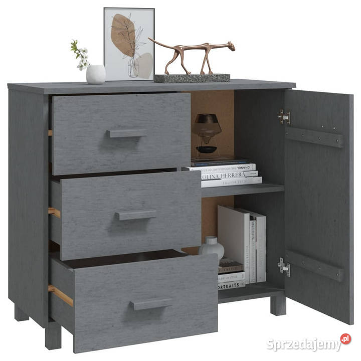 Szafka HAMAR ciemnoszara 90x40x80 lite drewno Warszawa